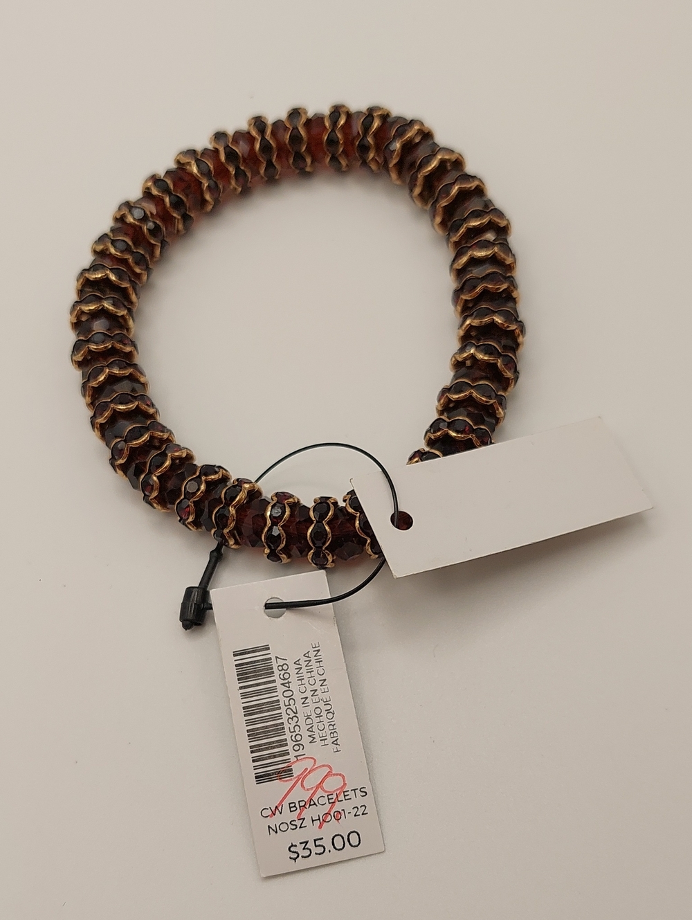 CHICO'S NWT NOS Purple Amber Beaded Stretch Bracelet 6.75-7 Inches